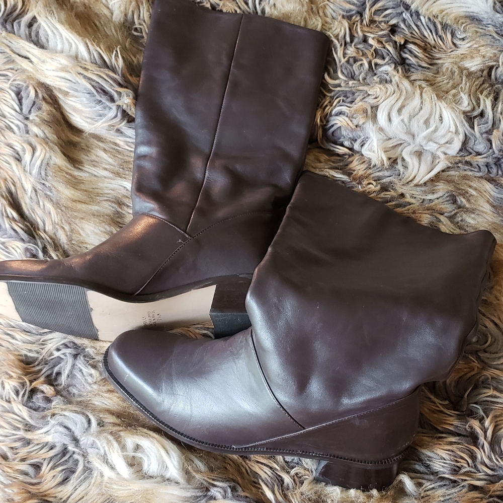 SOLD Chocolate brown leather casual dress boots size 7.5 Women's